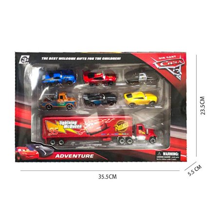 7 kpl/setti Disney Pixar Cars 3 Mack Uncle -kuorma-autolelusetti Lightning McQueen Jackson Storm 1:55 pienoismalli autolelu lapselle