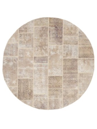 Patchwork Teppich Moderner Rund Orange/Beige (Wolle, )