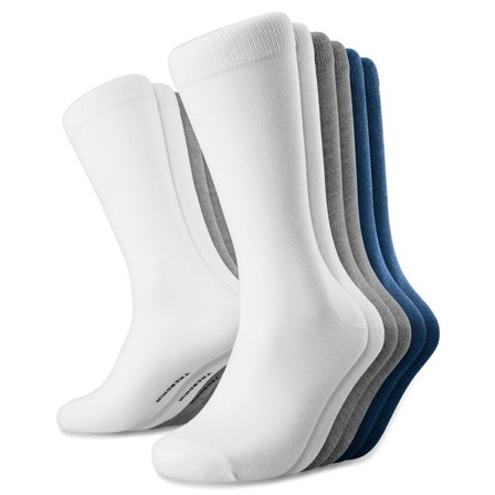 FreeFeel | 6er-Pack | 2 Crew-Socken aus weißem, 2 aus himmelblauem und 2 aus hellgrauem Bambus für Männer