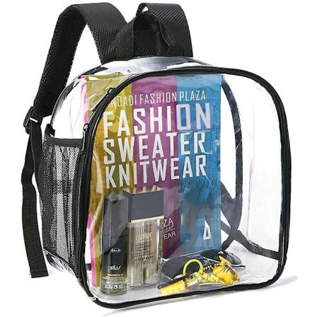 Läpinäkyvä reppu, stadion hyväksytty, läpinäkyvä pieni reppu naisille, vedenpitävä ja kevyt Hea