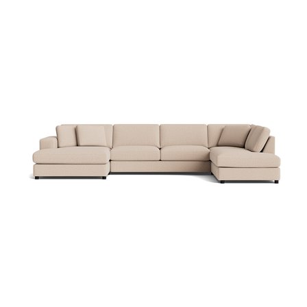 Oasis U-Form Sofa, links, Montreal Beige, moderne Wohnlandschaft mit Nozag-Federung für hohen Komfort, großzügige Polsterung, Höhe 79cm