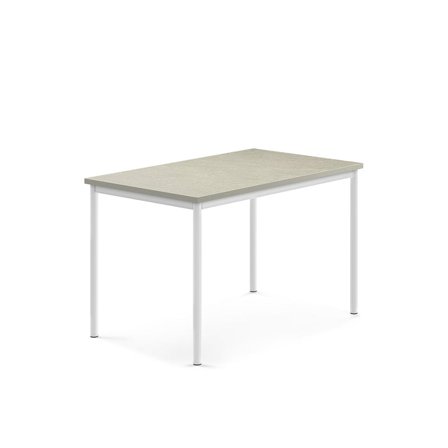 Desk SONITUS, 1200x800x760 mm, light grey linoleum, white