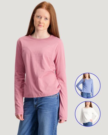 Abercrombie 3-PACK LS TEE Vaaleanpunainen T-paidat Tytöt - Kids Brand Store