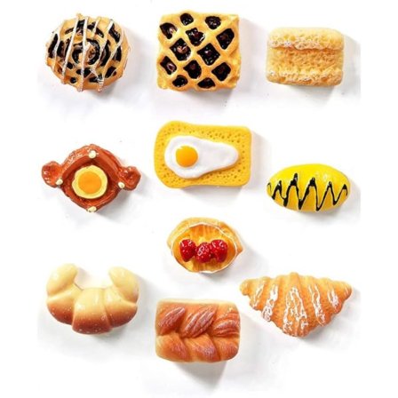 Slumpmässigt paket med 10 Simulerade Mat Bröd Resin Kylskåp Souvenirer fre