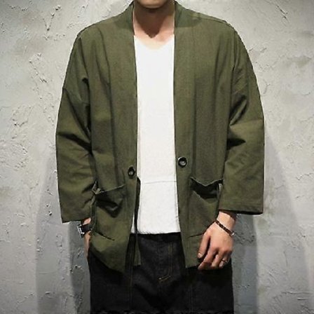 Broderad Haori Kimono Harajuku Japansk Stil Plus Size Herr Samurai Kostym Yukata Asiatiska Kläder Kofta Dam Jacka acid green S