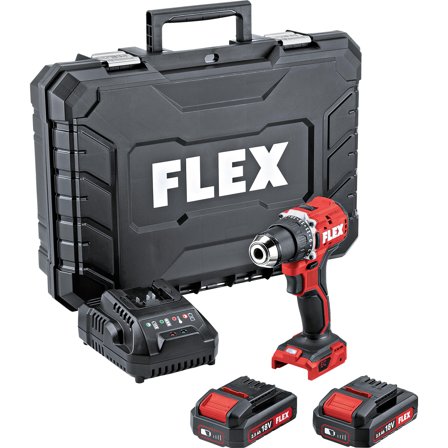 Flex DD2G 18.0-LD SET Borskrutrekker med 2 stk 2,5 Ah batterier, lader, Maskiner