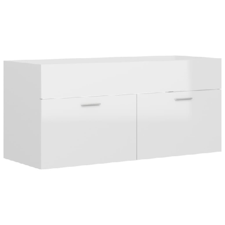 Vidaxl Tvättställsskåp Vit Högglans 100x38,5x46 Cm Konstruerat T Vit