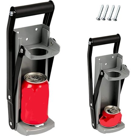 Dåseknuser Flaskeknuser Leveres med 4 skruer Dåsepresser Nem at genbruge Med flaskeåbner Genbrugsværktøj Fungerer med 8oz 12oz og 16oz dåser Grå
