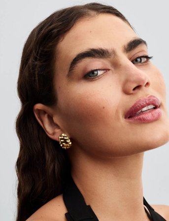 Pandora Rippled 14K Gold-Plated Hoop Earrings And Silicone - Gold - ONE SIZE