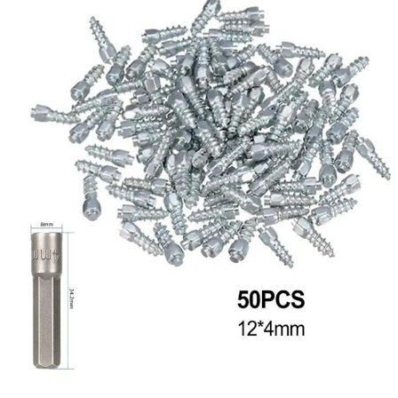 50 stk Sykkeldekk Pigger Snøpigger Anti-skli Skrue Dekkpigger (Størrelse: m4*12)