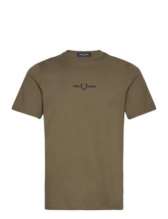 Embroidered T-Shirt T-shirts Short-sleeved Kakigrønn Fred Perry*Betinget Tilbud