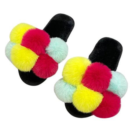 Damplyschfoder Flats Open Toe Color Block Vintertofflor