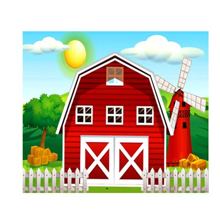 Maatilaeläinten tausta lapsille Hyvää syntymäpäivää juhlat lato valokuva tausta banneri, 1kpl