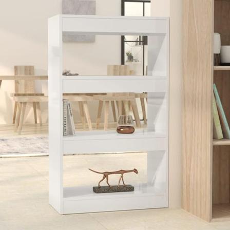 Vidaxl Bokhylla/rumsavdelare Vit Högglans 60x30x103 Cm Konstruer Vit