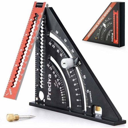 Vinkelhake Metall Aluminium Sammenleggbar Trekantlinjal Kombinasjonsvinkel 317mm Multifunksjonell Trekantlinjal 45 90 Grader
