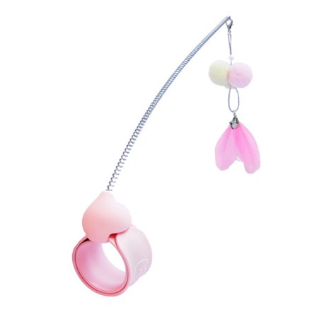 Rosa 11,8 tum för Cat Wand Leksak för Cat Feather Leksaker Kattungeleksaker för Cat Wand med armband för katt / kattunge Pet Teaser Sti