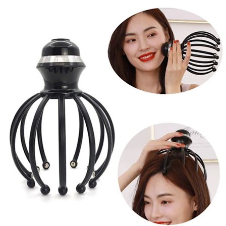 Huvudmassageapparat Spindel Händer Fria Elektrisk för Hårbotten Tre Nivåer Justerbar Klo Massageapparat med Klor för Stressavlastning (Svart)