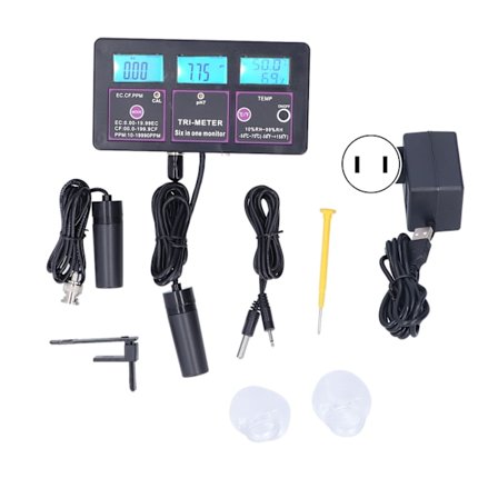 6 i 1 Vandkvalitetstester Multifunktion PH Temperatur EC CF RH TDS Måler til Akvarium Hydroponics PH 217US Stik 110V