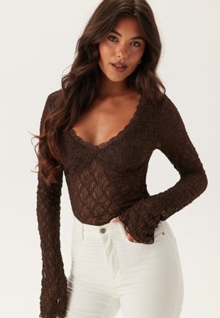BUBBLEROOM-V-Neck Lace Top-S