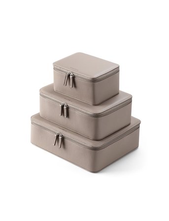 Vegan Leather Packing Cube Set Beige Organista