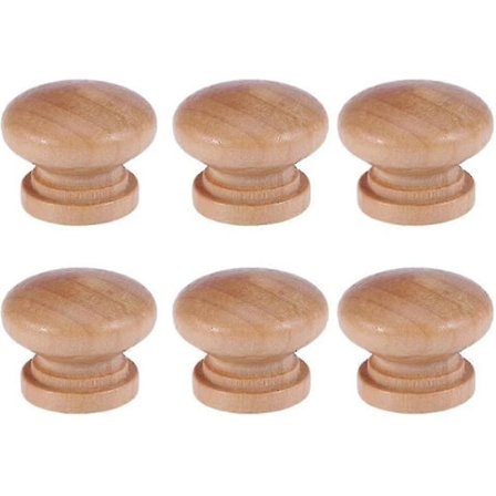 Runde Træ Træknapper Svampeformet Knapper Skab Skuffe Knapper Hardware Til Hjemmemøbler Pakke Med 6