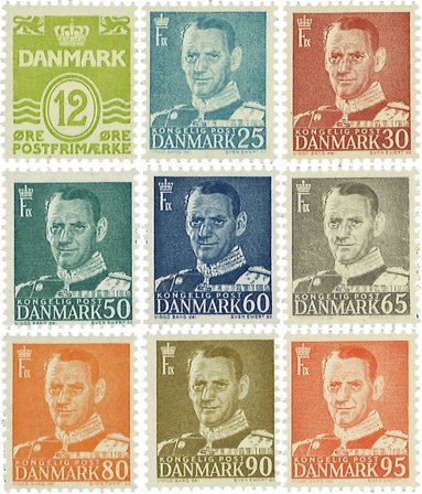 Danmark 1952-1953 - AFA 335-343 - Postfrisk