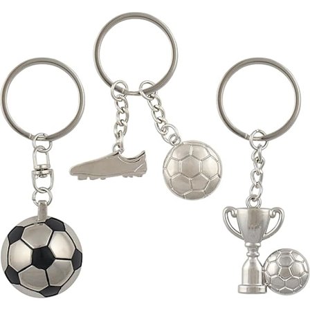 3 st fotbollsnyckelringar, fotbollssko i metall och bollnyckelring, silver fotbollspokal nyckelringsdekorationer för män och kvinnor