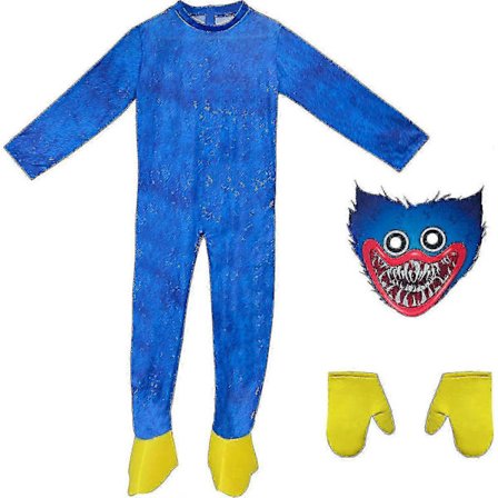 Poppy Playtime Huggy Wuggys Kostyme for barn, Spill Huggy Wuggys Cosplay Karneval Horror Monster Jumpsuit(l)