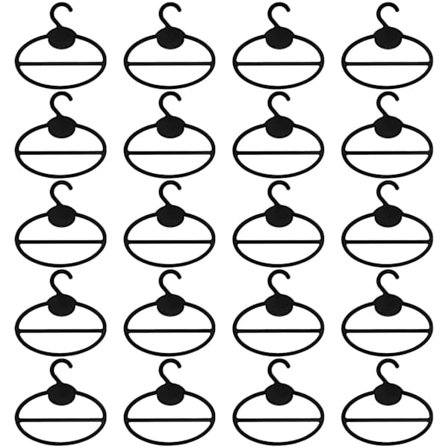 20x Tørklædeophæng Oval Plastik Bøjle Opbevaringsbøjle Sort Størrelse: 13.5cm(længde)12.5cm(diameter)13.5cm(højde)x1.9cm(krogåbning)