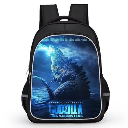 Godzilla Print School Bag Kids Waterproof Backpack #1