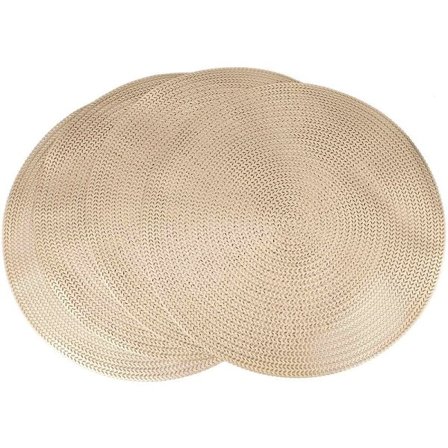 38CM Rund Hotel Restaurant Bordskåner PVC Isolering Bordmåtte Anti-Skoldning Steak Beskyttelse Lys Guld