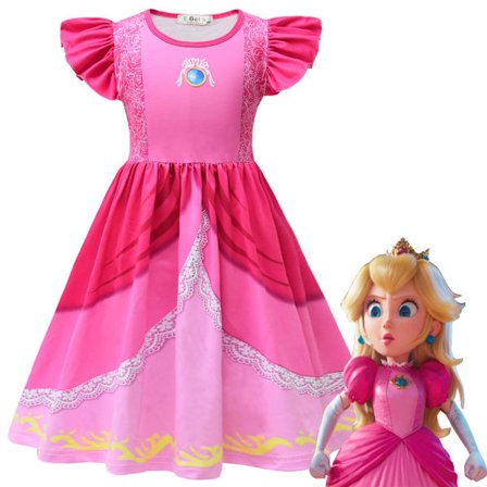 Barn Princess Super Mario Klänning För tjejer Kostym Luigi Sundress pink