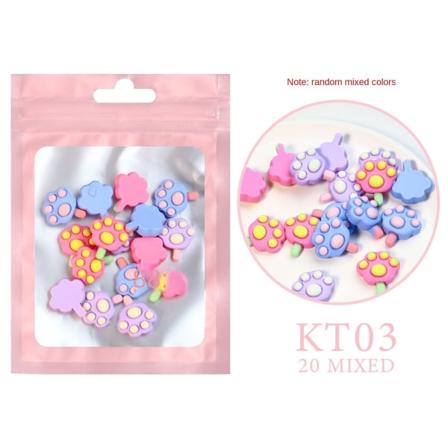 Negledekorasjoner for Nail Art Resin Tegneserie Ornament Mixed Mini \Small Soft Girly 03 cat's paw stick