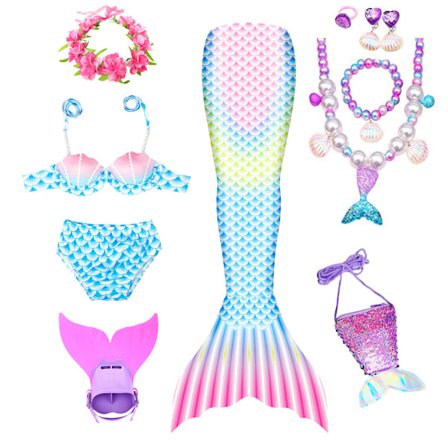 (AZC)9-delat sjöjungfru-baddräkt prinsessa bikini badkläder set inklusive monofena MY13 MY13 MY13