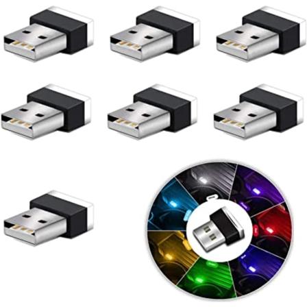 Bil USB LED Indvendige Atmosfærelys, 7stk Plug-in 5v Universa