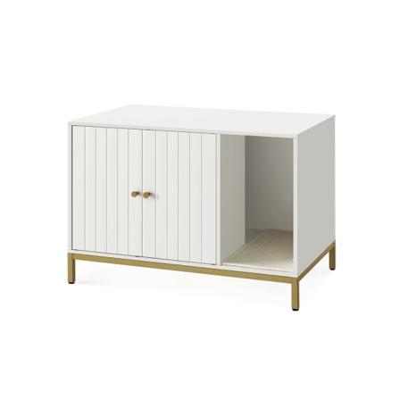 Rootz White Gold kissanhiekkalaatikko - Kitty WC - Hiekkaastia - Lastulevy teräs - Helppo koota - Tilava muotoilu - Hajunhallinta - 80 cm x 50 cm x 55