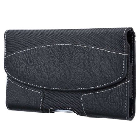 Universal lædertaljebælte til 6,5-6,9-tommer smartphones - Sort