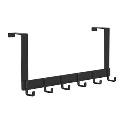 Dørhænger Sort Rustfrit Stål Knagerække 6 Kroge til Soveværelse Badeværelse Køkken Dør