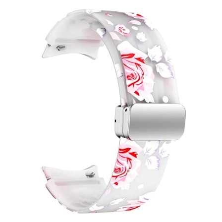 Samsung Galaxy Watch 5 (44mm) / (40mm) / 4 (44mm) / (40mm) mönstrat klockarmband i silikon - Transparent Rosa Blommor