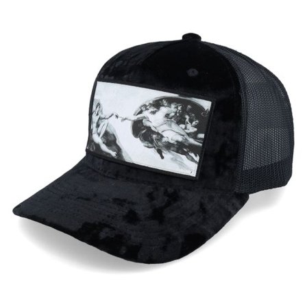 Calza Pennello - Svart trucker Keps - Creation Of Adam Velvet Black A-frame Trucker @ Hatstore