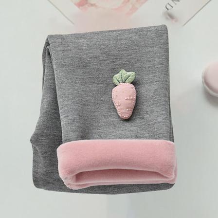 Barn Enfärgad Elastisk Midja Baslager Thicken Fleece Byxor