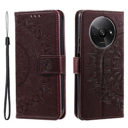 SKALO Xiaomi Redmi A3 Mandala Plånboksfodral - Brun