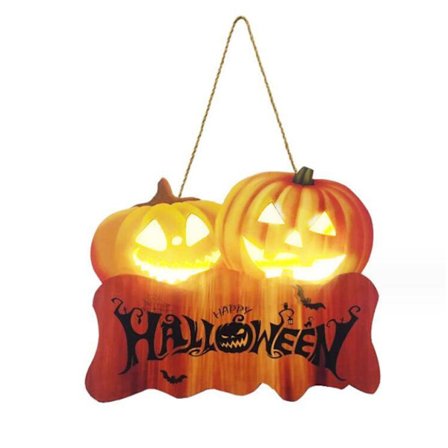 Halloween Pumpa Dörrskylt Med LED-Ljus