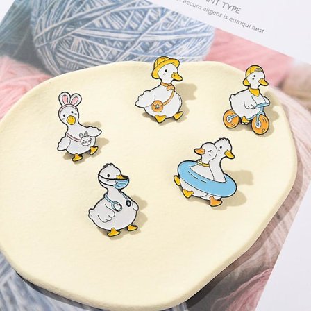 GHYT Cartoon Animal Enamel Lapel Pins Set, Roliga Anka Gåsemalj Pins Badges för Kläder Hat Cute Shopping Simning Cykling Enamel Broscher för Barn
