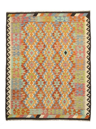 Hand Woven Kilim Afghan Old Style Rug 183X230 Wool Brown/Green