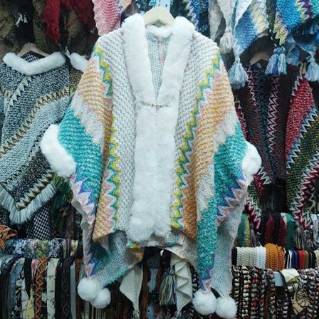 Mongolsk Poncho Cardigan Dusk Sjal GRØNN