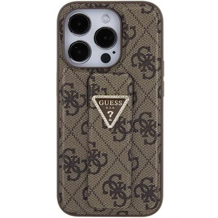Guess Mobilskal till iPhone 15 Grip Stand Triangle Strass - Brun