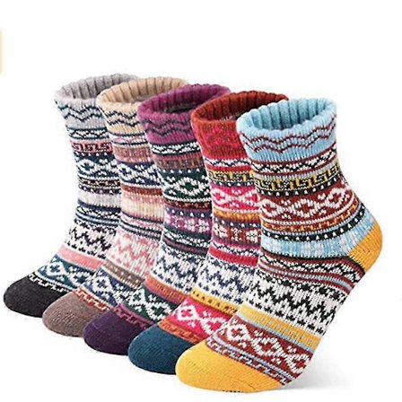 5-pak Kvinder Nordisk Strik Uldsokker Termiske Vinter Varme Tykke Damer