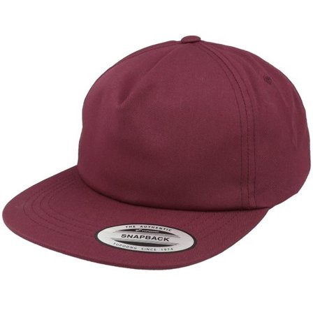 Yupoong - Röd snapback Keps - Unstructured 5-panel Maroon Snapback @ Hatstore