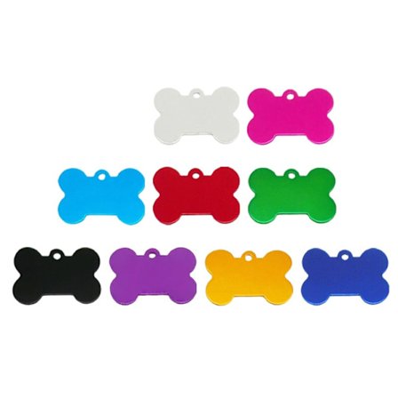 8 stk. hundetegn personlige hundetegn blanke aluminiums hunde knogleformede ID-tegn blanke aluminiums kæledyrstegn hunde ID-tegn gravering farverig